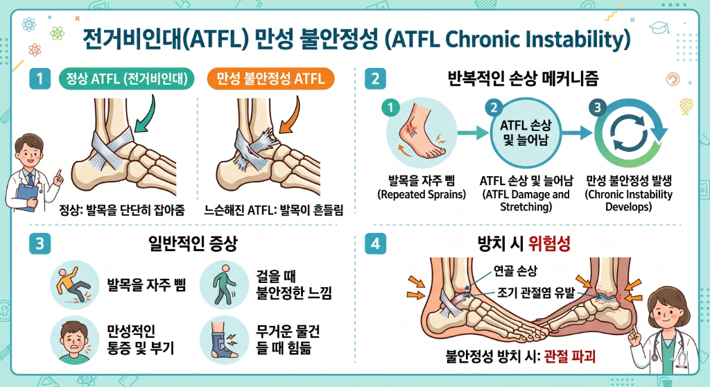 만성 발목 불안정증 해부도
