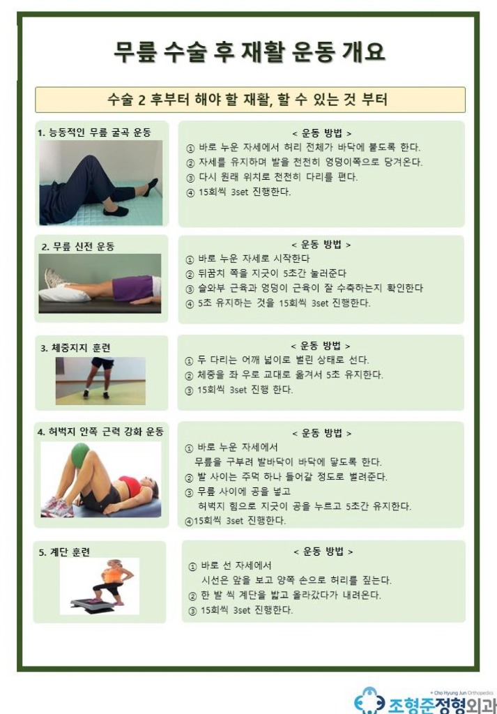 무릎 수술 후 재활 운동 개요 1