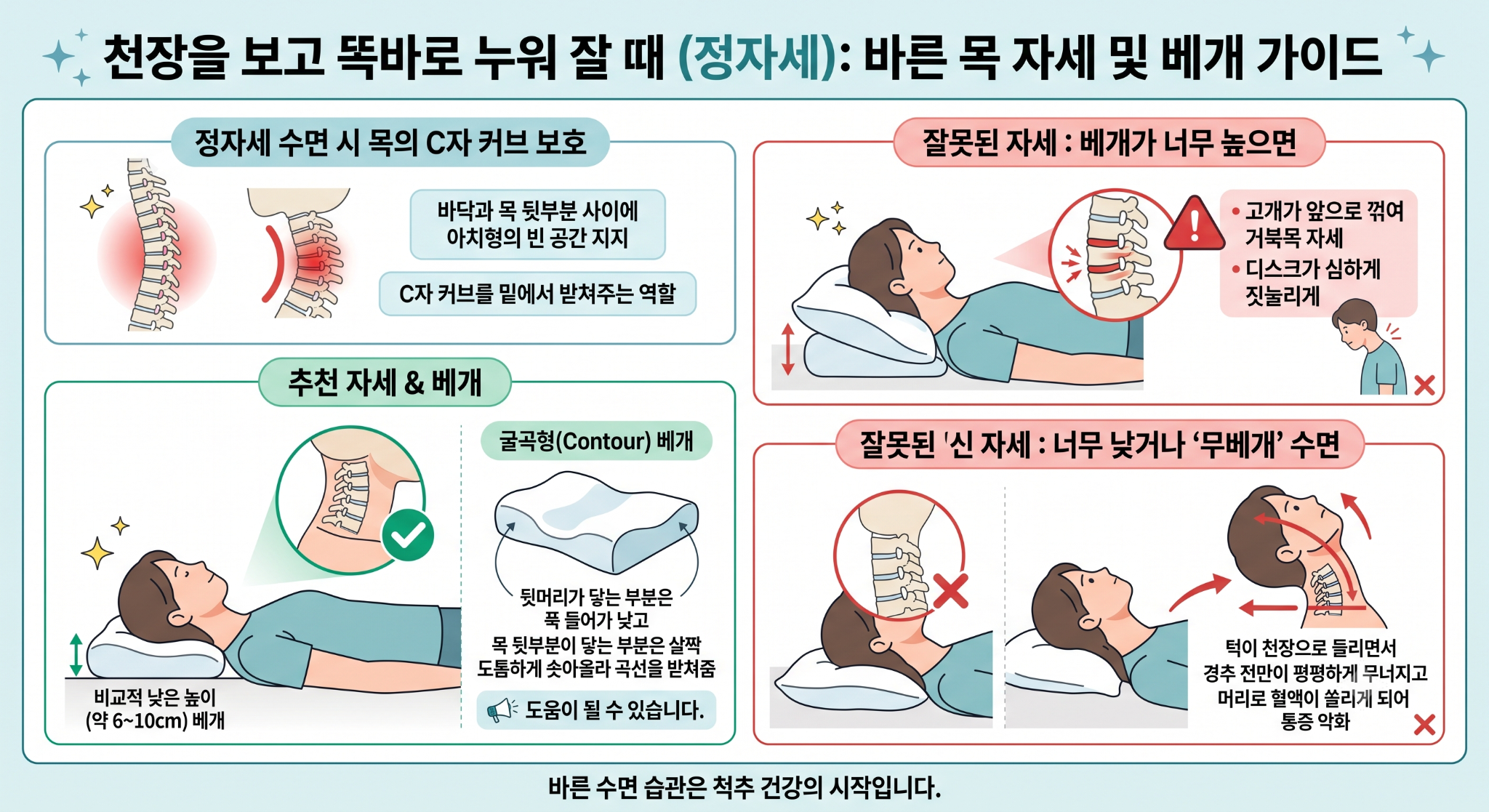똑바로 누워 잘 때