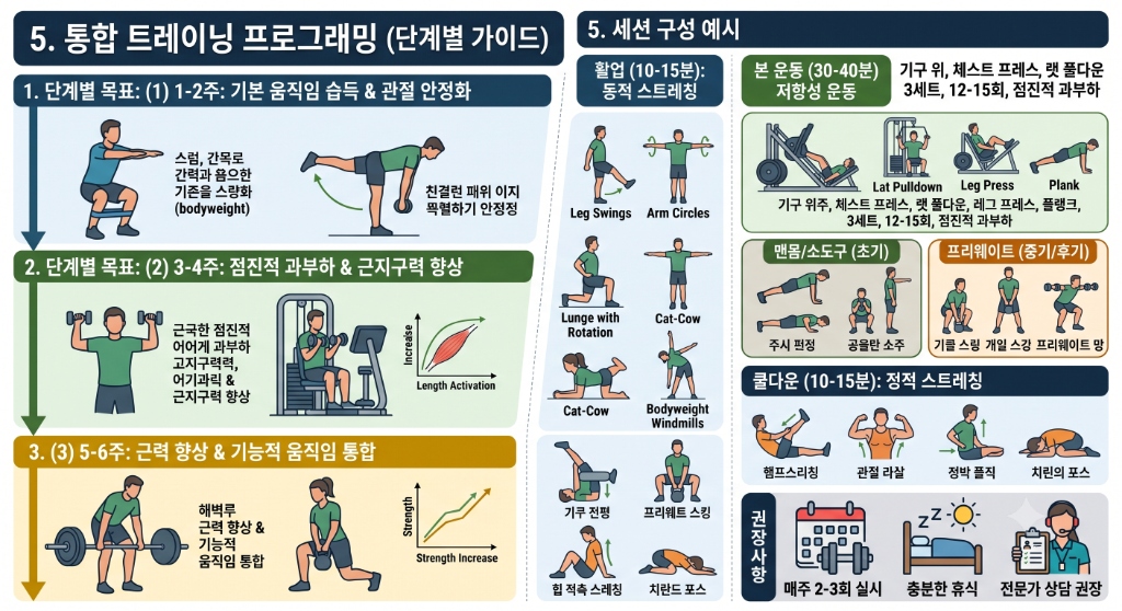 통합 트레이닝 프로그래밍 단계별 가이드 및 세션 구성 예시